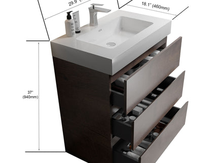Alice - Bathroom Vanity With Large Storage Freestanding Bathroom Vanity, Sink For Modern Bathroom, One-Piece Sink Basin Without Drain And Faucet