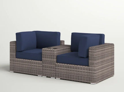 Outdoor Seating Group With Cushions 2 Person - Gray