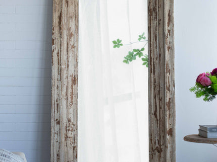 Full Length Rectangle Floor Mirror With Distressed Wood Frame - Brown