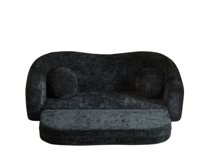 Curved Convertible Sofa, 2 In 1 Frameless Folding Sofa Bed With Pull Out Base And Deep Seat