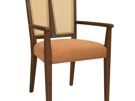 Mid Century Modern Arm Dining Chair Set With Rattan Backrest