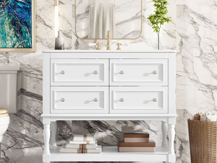 Bathroom Vanity Cabinet With Undermount Sink, 4 Drawer Set