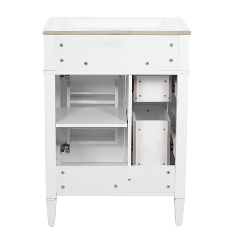 Bathroom Vanity With Top Sink, Storage Cabinet With 2 Drawers And Tip-Out Drawer