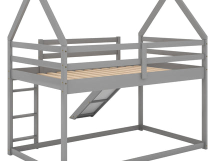 House Shape Bunk Bed With Slide And Ladder