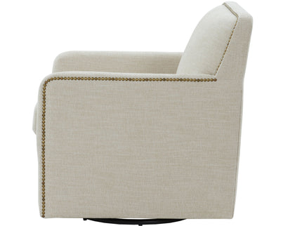 Tolland - Swivel Accent Chair With Antique Brass Nailhead Trim - Beige