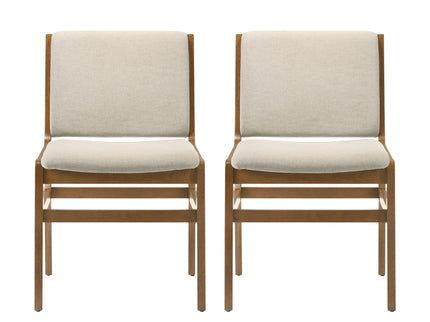 Contemporary Dining Chair Set Upholstered Fabric With Rubberwood Frame