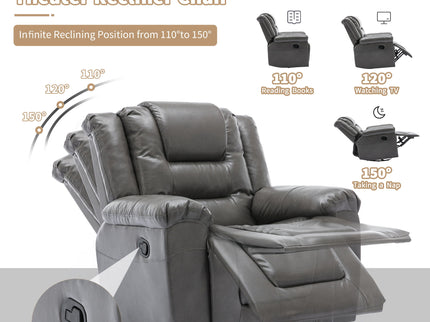 360° Swivel And Rocking Home Theater Recliner Manual Recliner Chair With Wide Armrest For Living Room