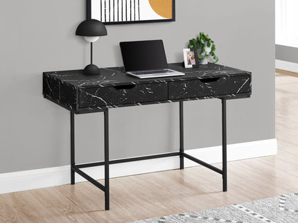 Computer Desk For Home Office, Storage Drawers, Marble Look Contemporary & Modern