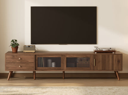 76" TV Stand, Entertainment Center With Storage Cabinets, TV Media Console Table For Living Room - Natural