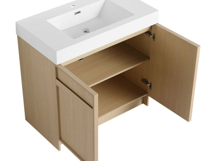 Freestanding Bathroom Vanity With Resin Sink & Soft Close Cabinet Doors