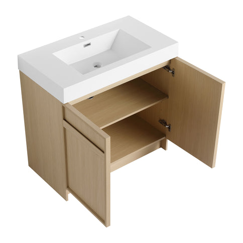 Freestanding Bathroom Vanity With Resin Sink & Soft Close Cabinet Doors