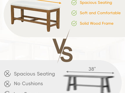 Topmax - 6 Piece Farmhouse Extendable Dining Table Set Trestle Kitchen Table Set With Removable Leaf And Upholstered Dining Chair And Bench For Dining Room