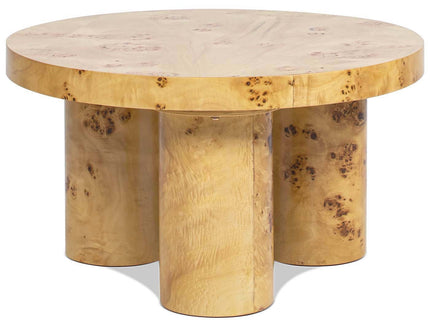 Nebula - Round Pillar Leg Coffee Table - Warm Natural Brown Burl