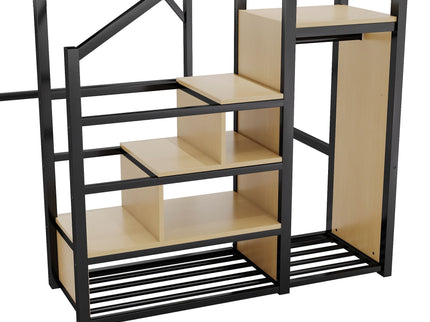 Loft Bed With Stairs, Storage Shelves, Wardrobe