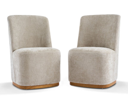 Indoor Upholstered Dining Chair (Set of 2) With Sturdy Frame - Oatmeal