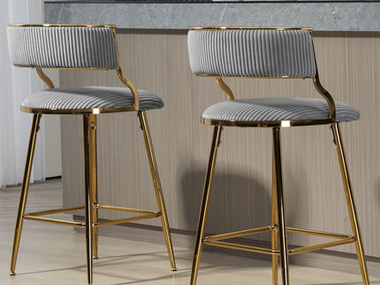 Counter Height Bar Stools With Powder Coating Base And Footrest (Set of 2) -