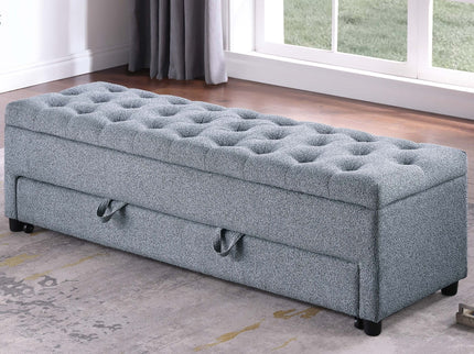 Storage Ottoman With Tufted Seat And Underseat Drawer