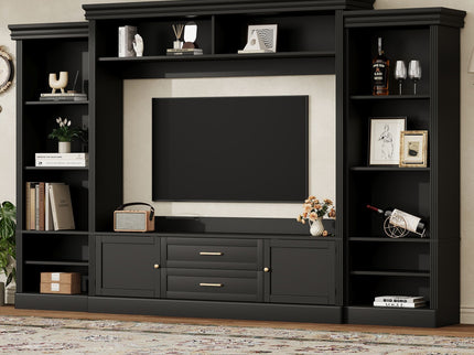 Elegant Entertainment Center Wall Unit With Bookshelves