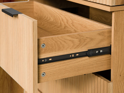 Fluted Kitchen Pantry Cabinet With 2 Large Drawers & 8 Door Spice Rack Freestanding Storage Organizer - Oak