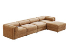 Light Brown / 2 Pc. 4 Seater Sectional, Ottoman