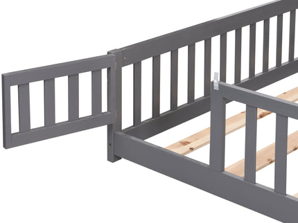Solid Floor Bed With Door And Fence For Children