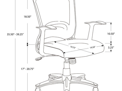 Office Chair, Adjustable Height, Swivel, Ergonomic, Armrests, Mesh - Black
