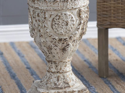 Antique Round Wood Table - Antique White / Gray