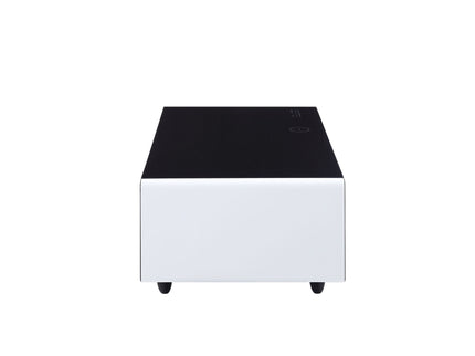 Modern Smart Coffee Table With Built-In Fridge, tooth Speaker, Wireless Charging Module, Touch Control Panel, Power Socket, USB Interface, Outlet Protection, Atmosphere Light