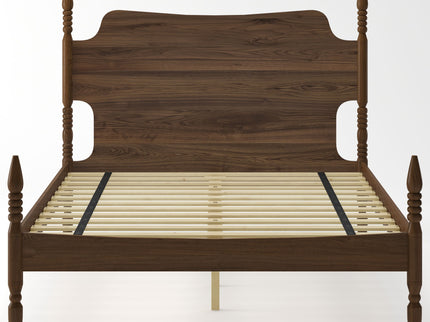 Retro 4 Poster Platform Bed Frame With Curved Tall Headboard