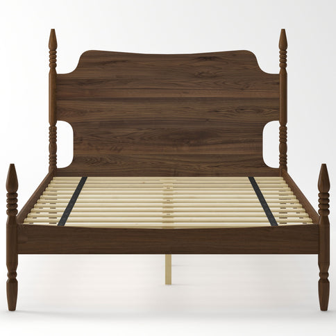Retro 4 Poster Platform Bed Frame With Curved Tall Headboard