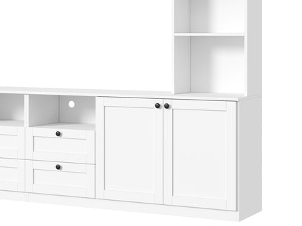 Farmhouse Elegant Entertainment Center Wall Unit With 4 Drawers