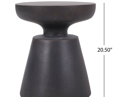 Outdoor Lightweight Concrete End Table With Half Sphere Top - Copper