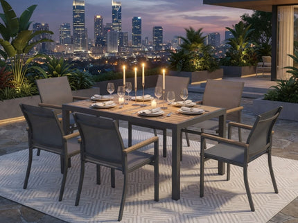 Outdoor Patio Chairs, Ergonomic (Set of 6) - Gray