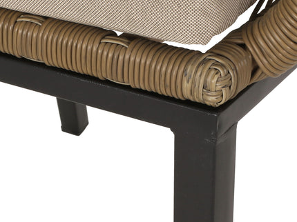 Modern Wicker Dining Club Chair With Water Resistant Cushions - Brown / Beige