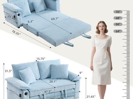Upholstered Futon Convertible Floor Sofa Bed