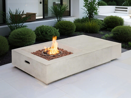 Propane Gas Fire Pit Table, 50000 Btu, Rectangular For Outside - Light Gray