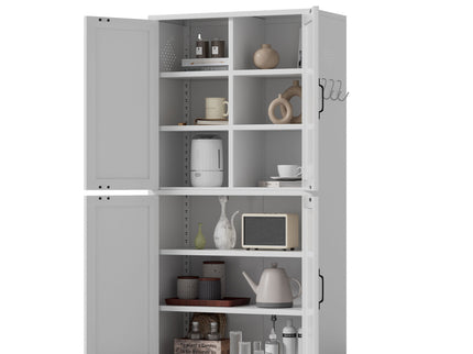 Kitchen Pantry Cabinet With Adjustable Shelves, Heavy Duty Storage - White