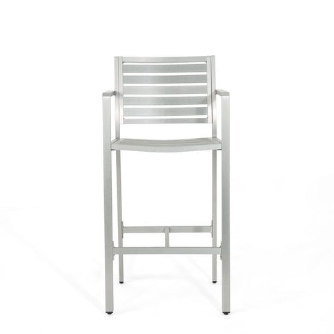 Outdoor Aluminum Rust Proof Barstools (Set of 2) - Silver