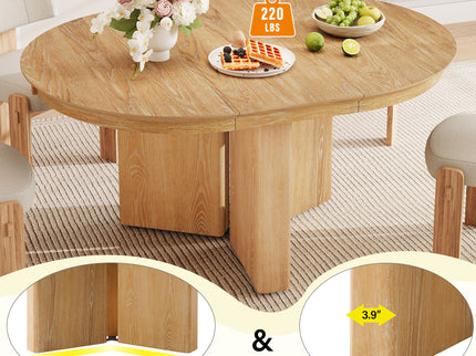 Farmhouse Oval Extendable Dining Table With Pedestal Base