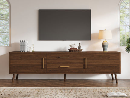 70" TV Stand With Storage Drawers And Cabinets For TVs Up To 80" - Walnut