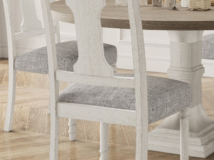Tannen - Round 5 Piece Dining Table (Set of 5) - White And Gray