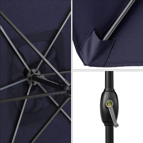 Umbrella With Crank Lift & Tilt, UV-Resistant Canopy For Patio
