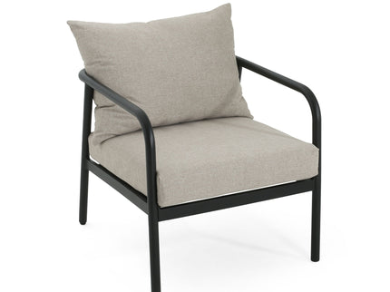 Leora - Modern Minimalist Round Tube Sofa Chair With Cushions - Beige / Black