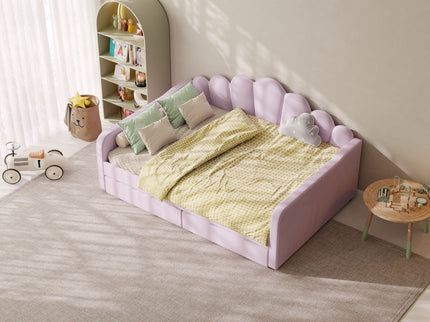 Shell Shaped Upholstered Daybed Frame With Slats