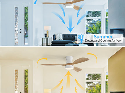 48" Ceiling Fan With Light And App Control, Quiet DC Motor, 6 Speed Fan, Dual Mounting - White