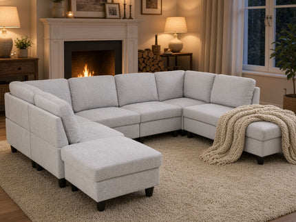 8 Piece Modular U - Shape Sectional Sofa