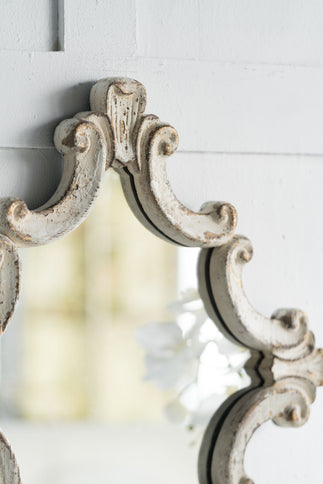 Artistic Diamond Scrollwork Mirror, Home Accent Mirror For Living Room, Entryway, Bedroom, Office - Antique White