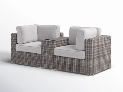 Handcrafted Outdoor Loveseat With Wicker Seating