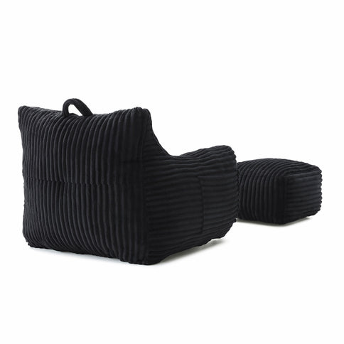 Giant Bean Bag Chair With Armrests And Footstool