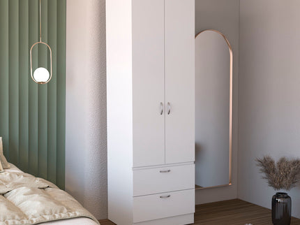 Armoire Organiser, Two Shelves, Rod, Double Door Cabinet Armoire